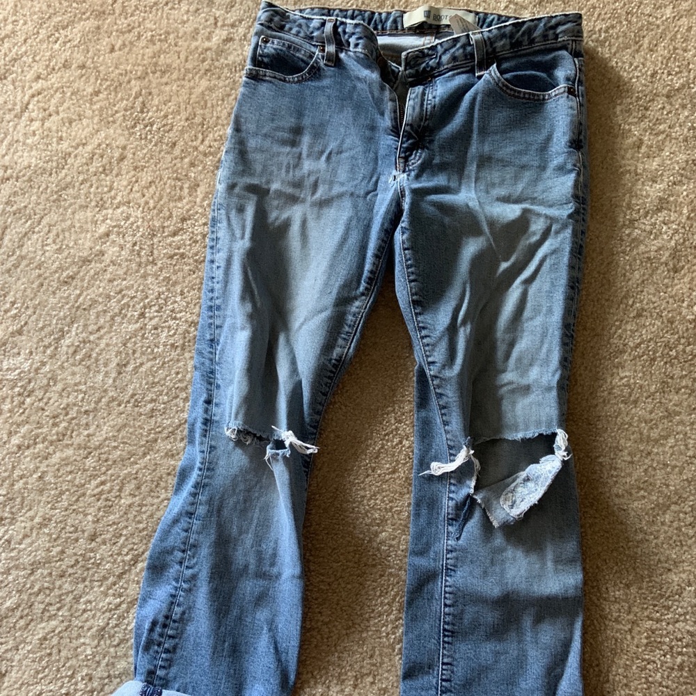 Distressed light wash boyfriend jeans